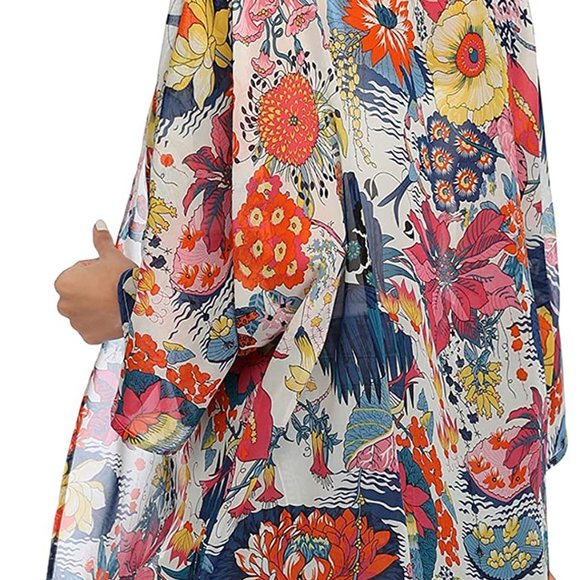 Loose Tops Half Sleeve Shawl Chiffon Cardigan Blouses Casual Beach - Picture 4 of 5